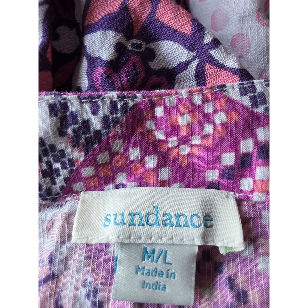 Sundance Kimono M/L Boho Patchwork Multi-Color Short Sleeve Wrap Coverup - Picture 4 of 6